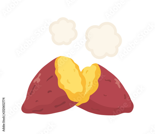 Obraz na płótnie ホクホク美味しいあつあつ焼き芋のベクターイラスト