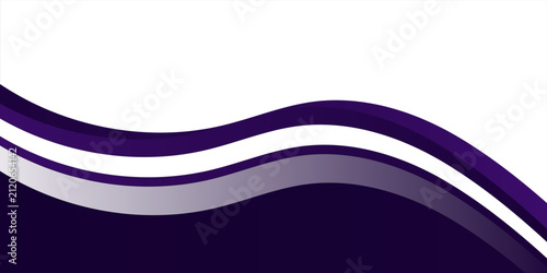 Abstract White Background with Layered Dark Purple and Violet Curved Waves and Elegant White Stripe Accent Design
