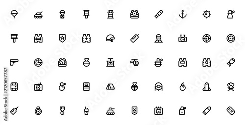 Cuadro en lienzo Military Outline icon set