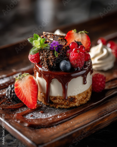 Elegant Dessert Copy Space - Dark & Moody Restaurant Style