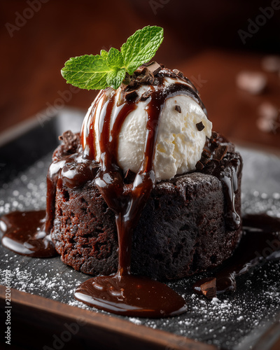 Elegant Dessert Flat Lay - Dark & Moody Restaurant Style