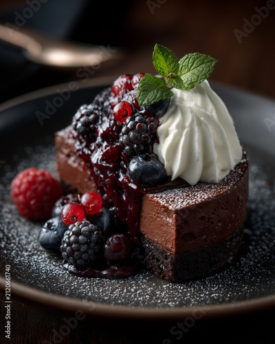 Elegant Dessert Close-up - Dark & Moody Restaurant Style