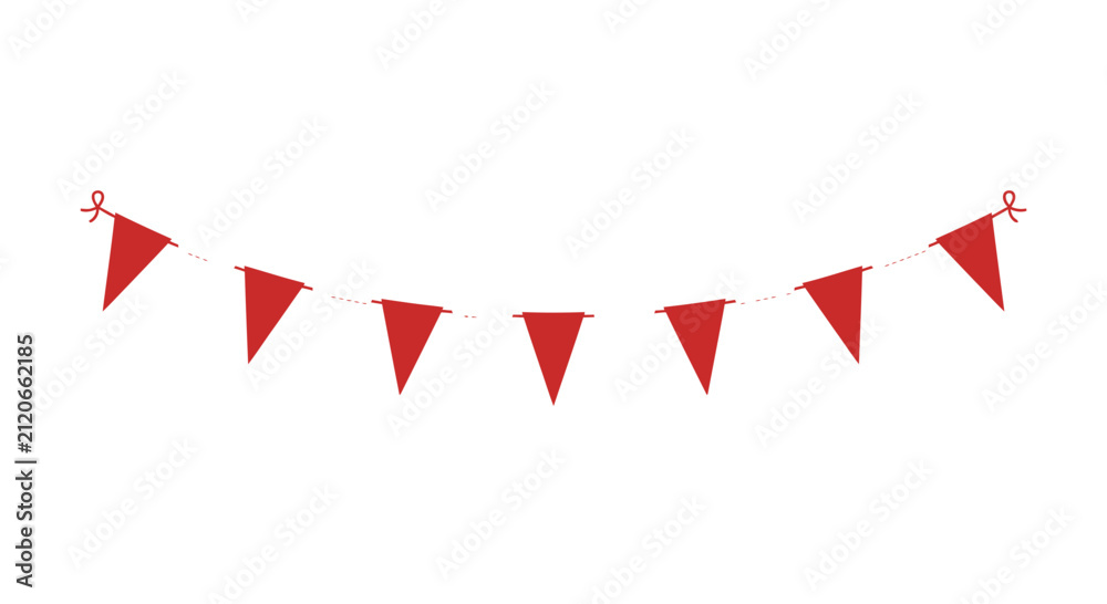 Obraz premium Red Triangle Bunting Flags Decoration for Party Celebration and Festival