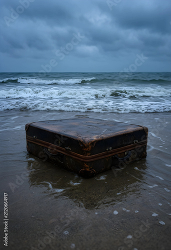 Old vintage suitcase washed...