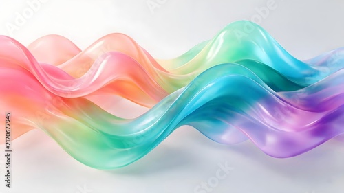 Abstract 3D Glass Liquid Waves with Vibrant Gradient Colors, Modern Glassmorphism Background Design
