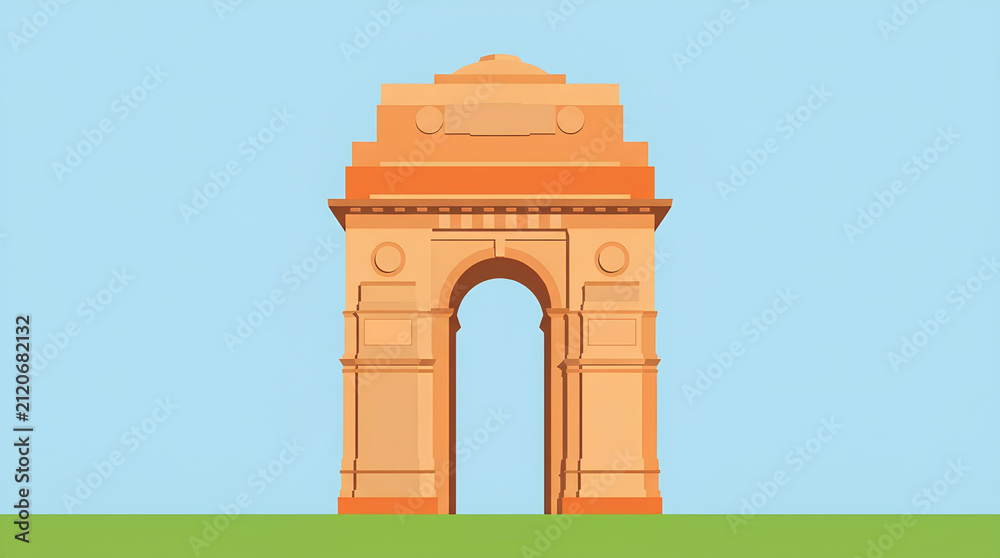 Fototapeta premium Flat illustration of India Gate monument in Delhi.