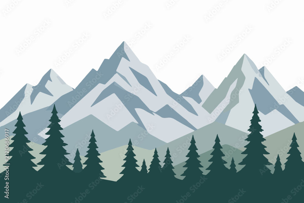 Fototapeta premium Mountain environment landscape illustration