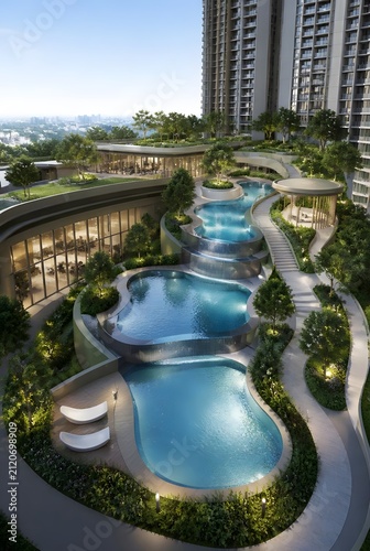 Luxury Residential Rooftop Swimming Pool Area