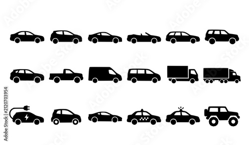 Konstfotografi Vehicle Silhouette Editable Vector Icon Set