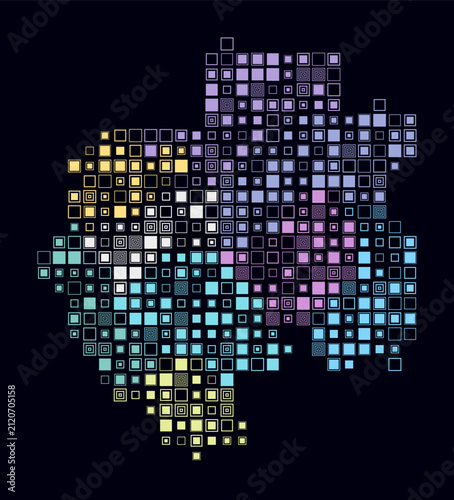 Canvastavla Gabon, shape of the country build of colored cells