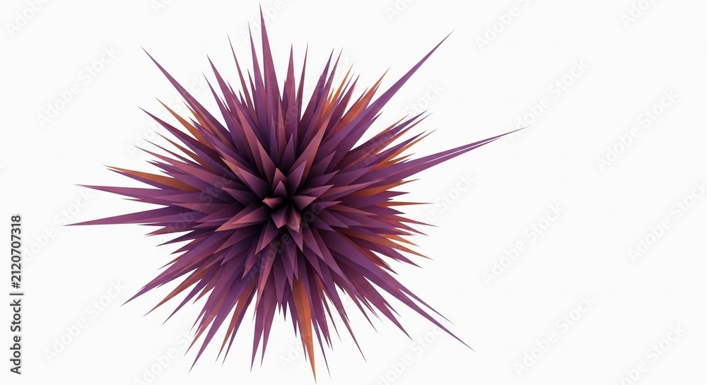 Obraz premium A close-up of a purple spiky spherical object with intricate textures and vibrant colors, displayed against a clean white background.