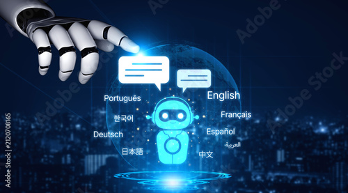 Принти на полотні AI bridges languages with multilingual assistants, smart translation tools, and cross-cultural virtual learning environments