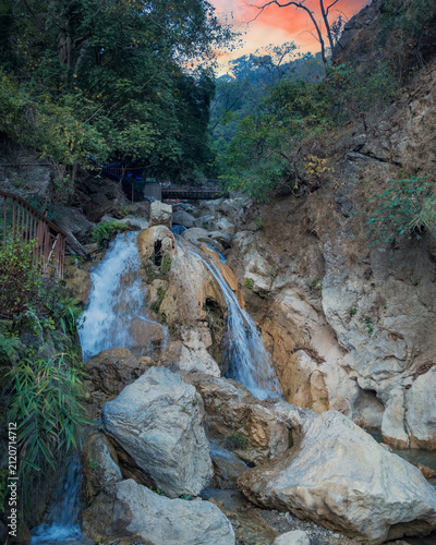 Neer Garh Waterfall in Rishikesh, Uttarakhand, India Scenic Himalayan Forest Cascade