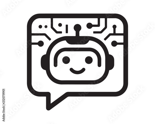 Artificial intelligence chatbot assistant speech bubble icon with artificial