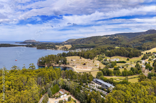 Fotografie Aerial Tas Port Arthur visitor centre pan