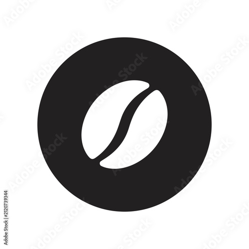 Minimalist coffee bean icon vector in black circle button