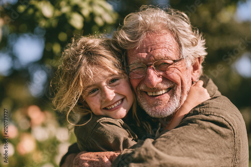 Caring Granddaughter Spending Time with Grandfather