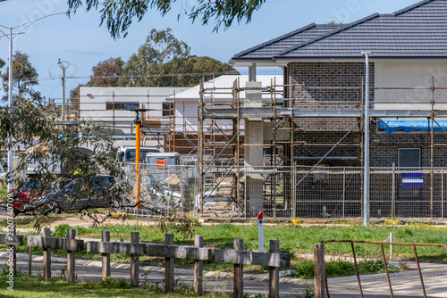 Obraz na plátně New residential home construction taking place in a modern housing development in suburban Melbourne Australia