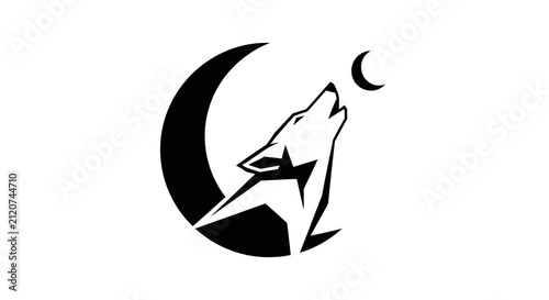 Wolf howling at the moon symbol.