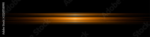 Golden anamorphic lens flare, horizontal orange light streak on black background, cinematic glowing beam vector, abstract sun rays and speed lines