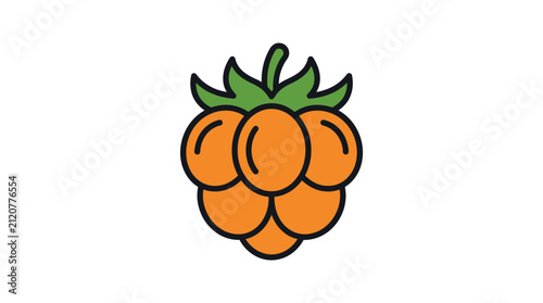 A simple vector illustration of a stylized orange berry with green leaves