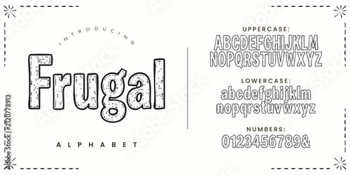 Картината върху платно Frugal textured chalkboard doodle alphabet font with hand drawn outline style fo