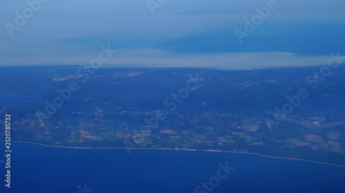 an aerial view of Long Island Sound, featuring parts of the Long Island, New York and Connecticut coastlines