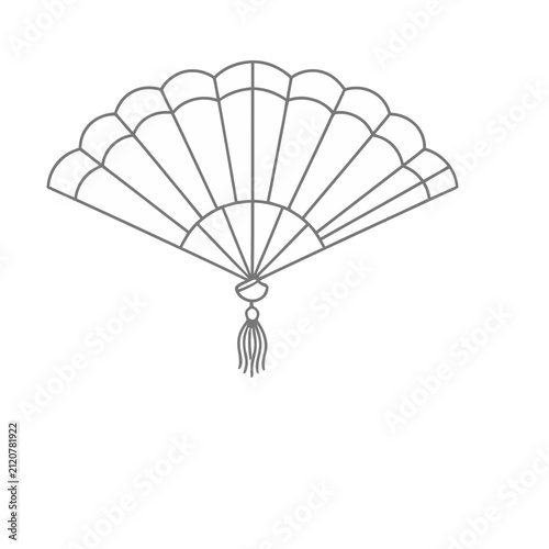 Outline of a folding fan with a tassel
