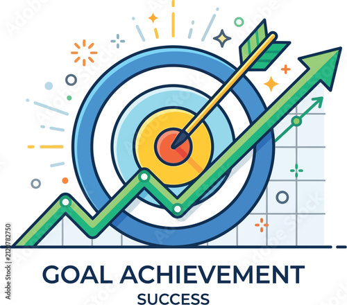 Target with an arrow hitting the bullseye represents the successful achievement of business goals and strategic milestones.