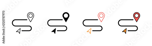 Vector Route Icon Navigation Path with Location Marker