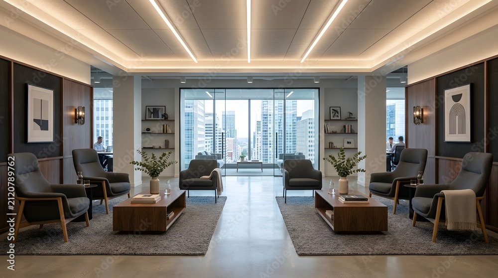 Fototapeta premium Modern Corporate Office Lounge Interior Design