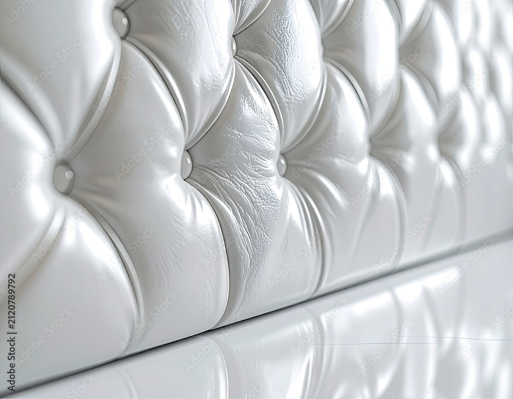 Fototapeta premium A close-up view of a tufted white leather surface.