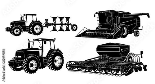 Konstfotografi Agricultural machinery illustrations tractors with including tractors harvesters