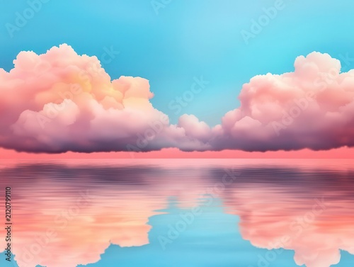 Breezy seashore landscape, summer sky reflecting in shallow waters