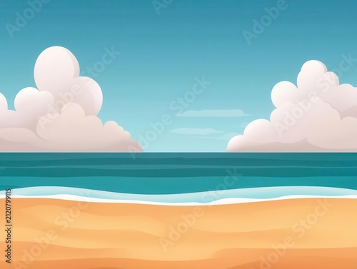 Breezy seashore landscape, summer sky reflecting in shallow waters