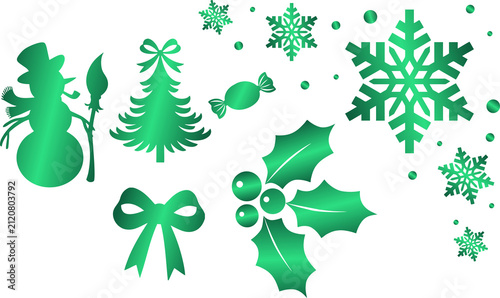 green christmas tree with snowflakes