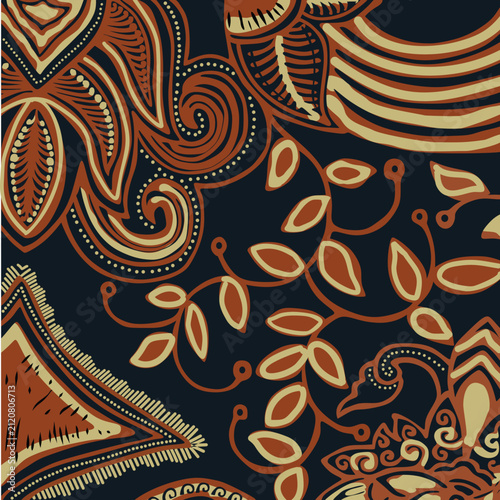 indonesian batik. indonesian batik pattern vector. Batik Indonesian: is a technique of wax-resist dyeing applied to whole cloth, or cloth made using this technique originated from Indonesia.