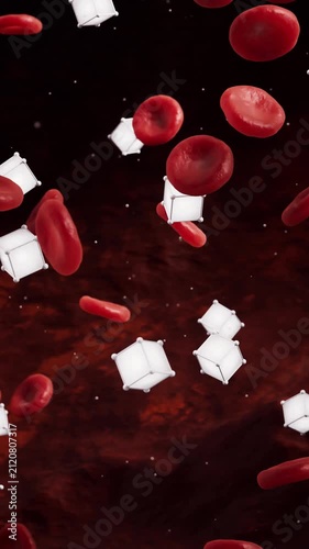 Red blood cells with biological and medical concept, 3d rendering.
