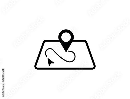 Minimal Map Icon with Location Pin and Route Arrow
