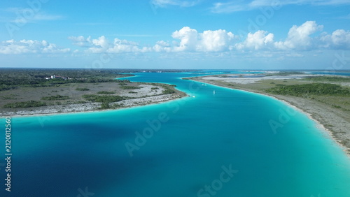 Quadro su tela bacalar quintana roo mexico lagoon