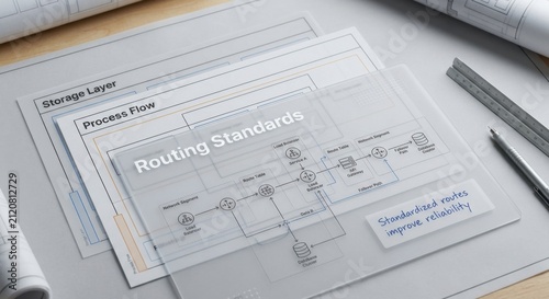 Network Routing Standards Diagram Overlay on Technical Documents