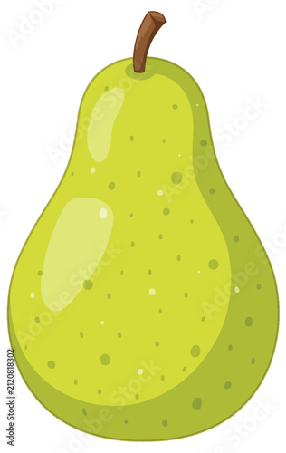 Green Pear Fruit Vector Illustration Isolated on White Background