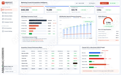 Digital Marketing Funnel Dashboard with Channel Attribution and Performance Analytics