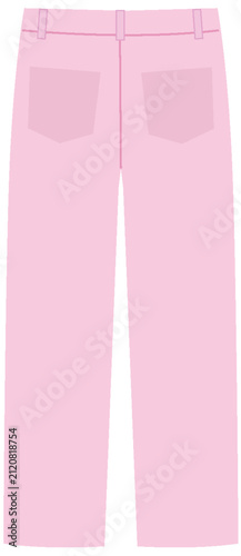 Flat Vector Illustration of Pink Pastel Trousers with Back Pockets