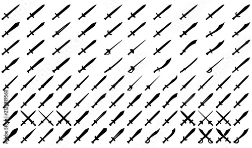 фотографія Sword Silhouette Vector Set Black EPS10