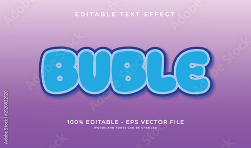 Blue 3D bubble text effect on a purple gradient background vector illustration, whimsical alphabet design