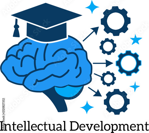 Intellectual Development Brain Learning Concept Flat Vector Icon Illustration