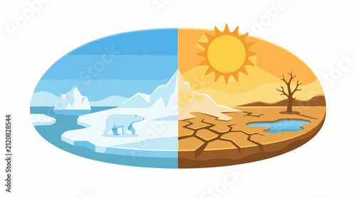 Arctic melt and desertification depicting climate change
