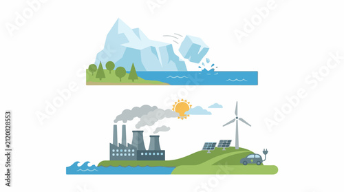 Arctic melting contrasted with clean energy production for a sustainable future
