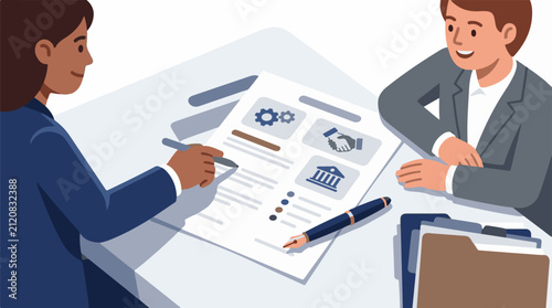 Business meeting where one person signs documents